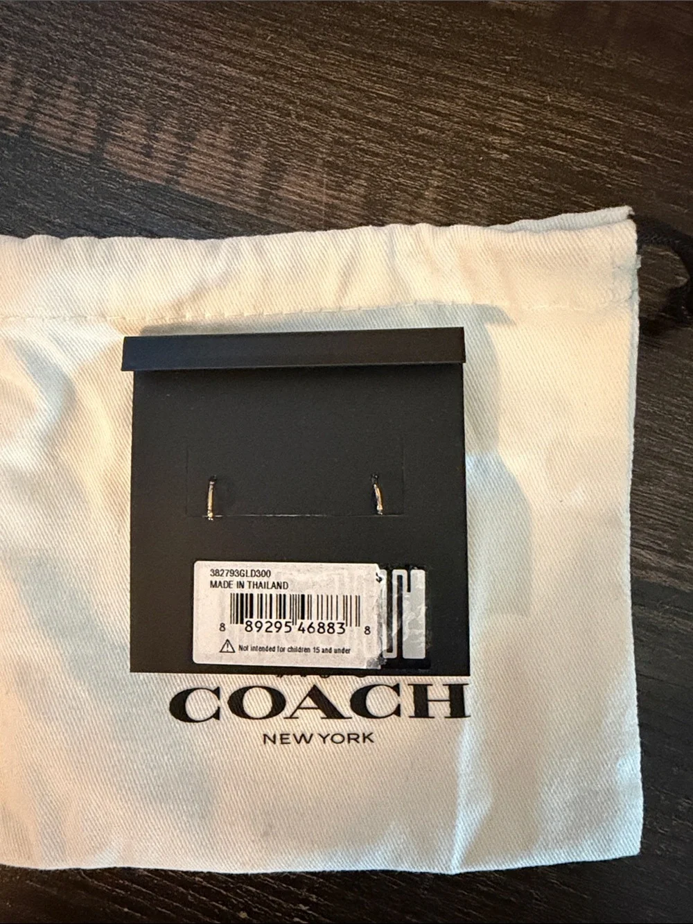 COACH Blue and Gold Signature Hoop Earrings
